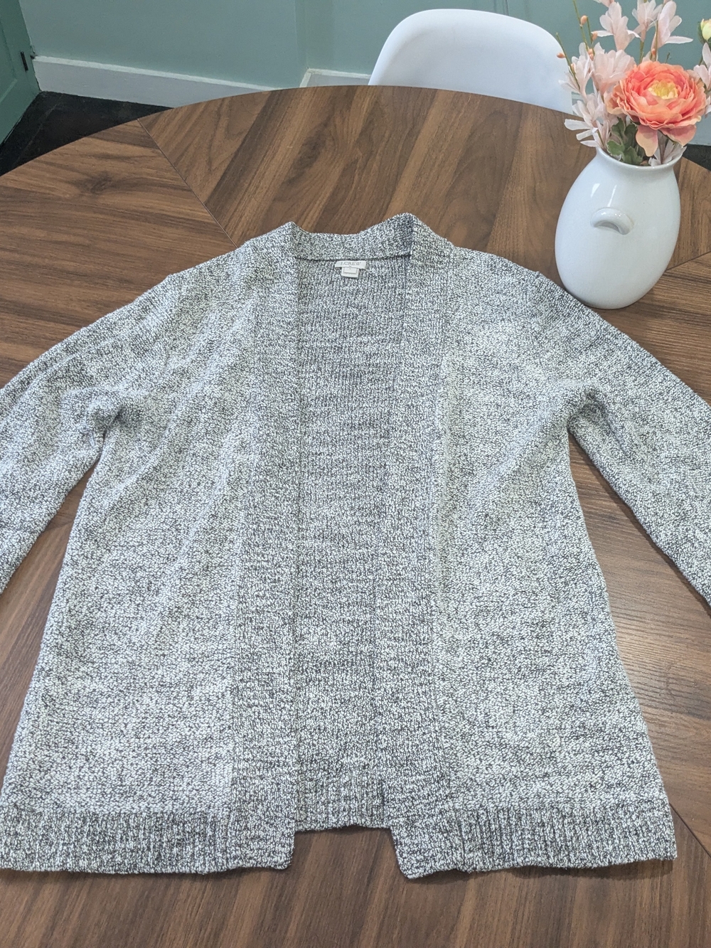 J. Crew Marled Gray Open-Front Knit Cardigan